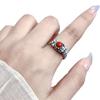 Anillo de dedo índice blanco con incrustaciones de moneda de cobre de la suerte del sur de plata esterlina S925, estilo retro nacional, combina con todo.