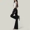 Jeans Flare Estiloso Preto e Cinza para Mulheres, Início da Primavera de 2026, Estilo Americano, Cintura Alta, Slim-Fit, Calça Bootcut