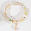 Pulseira de Pedra Natural Degradê Verde Menta/Azul Sal Marinho Estilo Ins, Design de Nicho, Acessório de Verão Fresco e Versátil