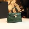 Bolsa Pequena Padrão Crocodilo Bolsa Kelly Couro Genuíno Bolsa Feminina 2026 Nova Moda Bolsa de Ombro Segunda Geração Mini Bolsa Transversal