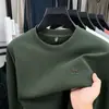 Sudadera de cuello redondo de algodón de fibra larga de Xinjiang para hombre, nuevo estilo de otoño, moda casual versátil para mediana edad, camiseta de manga larga de alta calidad para hombre