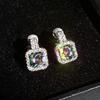 Pendientes Cao Shi de Gran Venta Exquisitos Pendientes Cuadrados para Mujer Incrustaciones Completas de Diamante Circonita Pendientes Chapados en Platino Joyería al por Mayor