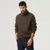 Outono e Inverno Novo Tricô Gola Alta Grosso Pesado Masculino Solto Retrô Americano Tricô Casual Roupas Masculinas
