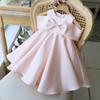 Vestido de Cetim Estilo Ocidental Estilo Coreano para Bebê Menina de Um Ano para Festa de Aniversário Vestido de Daminha Princesa com Ombro Único Bufante
