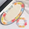 Conjunto de Pulseira e Colar com Design em Pedra de Quartzo Colorida Macaron de Alta Qualidade