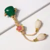 Ágata Verde y Ágata Roja del Sur Set Tradicional Dorado de Tres Piezas con Cabeza de Buda y Bodhi Vajra Cadena Larga de 108 Cuentas Accesorios