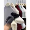 Suéter Interno Casual Feminino Gola Alta Tricotado de Veludo Espesso Peça Única Cor Lisa Manga Longa Forrado com Lã Outono e Inverno