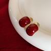 """"""Frijol Rojo""""" Aretes Elegantes Andola Rojos Discos de Espiral Mosquitera Pinzas para Orejas Sin Perforaciones Lujo Accesible Aretes de Gama Alta Retro