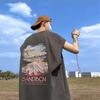 Playera de manga corta para hombre de verano, estilo americano moderno holgada para estudiantes, marca de moda urbana pesada de alta calle, talla grande, ropa de playera de media manga
