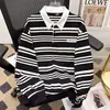 Sudadera de Manga Larga a Rayas y Bloques de Color Estilo Universitario Americano Otoño 2026, Unisex, Corte Holgado, Negro