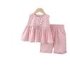 Traje de Chaleco de Lunares sin Mangas de Verano para Niñas 2025 Bebé Niña Estilo Coreano Celebridad de Internet Falda de Encaje Pantalones Conjunto de Dos Piezas de Moda Mangas Cortas