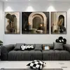 Arte Moderno Verde Oscuro y Dorado Escultura Abstracta Pared de Fondo de Sala de Estar Pintura Decorativa Película de Cristal Aleación de Aluminio Pintura Colgante Venta al por Mayor