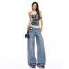 ¡Ootd del 25!| Jeans de Tiro Alto de Pierna Ancha para Mujer, Pantalones Rectos Lavados Sueltos y Caídos de Longitud Completa, Polipropileno