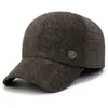 Gorra de pico de pato cálida de invierno, a prueba de frío y que protege los oídos para hombres de mediana edad y mayores, gorra de béisbol de lana con forro polar para exteriores para papás y personas mayores