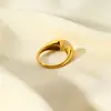 Anel Aberto de Aço Inoxidável Gota d'Água Brilhante Estilo Ins Transfronteiriço, Banhado a Ouro 18K, Joia à Prova d'Água, Sensação Simples e de Alto Padrão, Acessórios Femininos