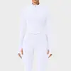 Jaqueta de Yoga Feminina Slim Fit Outono Inverno Secagem Rápida Apertada Zíper Gola Alta Manga Longa Top Casual Sport Fitness Roupas Jaqueta