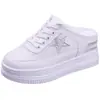 Chinelos Plataforma Femininos com Solado Grosso Novo Estilo Primavera e Verão 2025 Malha Vazada Respirável Meio-Sapatos Sapatos Femininos com Sapatos Brancos Pequenos para Mulheres