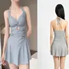 Moda Praia Feminina Verão 2026 Novo Estilo Conservador Cobre Barriga Emagrecedor Sexy Pequeno Busto Push-Up Praia Estilo Fada Petite