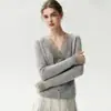 Cardigan de Cashmere para Bebê com Acabamento em Renda para Mulheres, Gola V, Cashmere Amigo da Pele, Solto, Macio e Fofo, Camada Base de Tricô