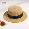 Chapéu de Topo Reto Estilo Old Money para Mulheres, Chapéu de Palha Simples com Aba Reta para Deslocamento de Verão e Viagens, Chapéu de Proteção Solar para Férias que Afina o Rosto