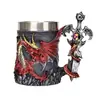 Taza de Cerveza de Gran Capacidad con Mango de Espada Patrón de Dragón, Taza Tallada de Dragón Estilo Fantasía Multicolor, Taza de Artesanía Metálica al por Mayor