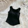 Nova Textura Veludo Fino Gola Redonda Algodão com Fio Colete Alto para Usar por Cima ou por Baixo Simples Estilo Hong Kong Colete Básico com Bojo