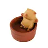 Mascota de té de arcilla púrpura: tigre acostado, exquisito y lindo, cerdito de baño creativo, hecho a mano, adecuado para colección de té, decoración de mesa de té, adorno de sala de té