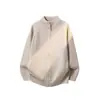 Suéter de Color Sólido para Hombre 2025 Otoño e Invierno Nuevo Estilo Tejido Perezoso de Alta Gama Casual Chaqueta Cardigan Beige Negro en Stock