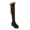 Elegantes botas de gamuza hasta la rodilla con cremallera lateral y cuello de pelo Botas de jinete Botas de algodón 34-43 Botas de comercio exterior de Amazon