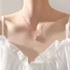 BBK colar de pérolas de amendoim rosa feminino estilo coreano design de nicho corrente de suéter elegante corrente de clavícula com diamantes brilhantes