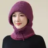 Modioso y Elegante Gorro de Invierno Tejido Cálido para Ciclismo Estilo Coreano Viajes al Aire Libre Protección para Orejas Protección Facial Calentador de Cuello Gorro Integrado Venta al por Mayor