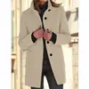 2023 Otoño e Invierno Transfronterizo Retro Europeo y Americano Botón Cuello Alto Chaqueta de Lana Ropa para Mujer