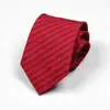 Corbata de mano de 8 cm para hombre, estilo formal, color negro puro, para boda, novio, color vino tinto, a rayas.