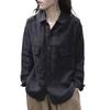 Tienda de Marca Etiqueta Cortada Exportación Ropa de Mujer Artística Holgada Mangas Largas Algodón y Lino Camisas de Moda Aspecto Rejuvenecedor Adelgazante Tops de Lino