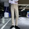 Pantalones de hombre de verano 2026 estilo Hong Kong, holgados, sin planchar, casual de negocios, para ir al trabajo, formales, de pierna recta, pantalones cortos de hombre