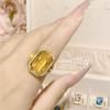 Camélia primavera e verão Novo anel de diamante rosa feminino banhado a ouro 18K retangular oversized zircônio diamante imitação cor tesouro turmalina terno