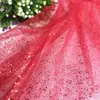 Azul profundo rojo dorado plateado brillante tela de malla ligera decoración de boda estampado en caliente lentejuelas doradas material de tela para ropa artículo predeterminado