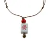 Colar Trançado de Cerâmica Jingdezhen para Mulheres, Estilo Retrô, Corrente para Clavícula Mahjong Novo Estilo Chinês, Cordão Acessório de Tendência Nacional de Luxo Leve
