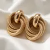 Pendientes de botón con diseño de nudo de múltiples bucles cruzados, pendientes de temperamento moderno, estilo europeo y americano para mujer, joyería simple y versátil para el día a día