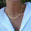 Moda Europeia e Americana Corrente Básica de Múltiplas Camadas Corrente Osso de Cobra Corrente Torcida Corrente Osso de Cobra Colar de Metal Estilo Múltiplas Camadas para Mulheres
