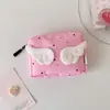 Linda Bolsa de Monedas con Lunares Estilo Ins y Pequeñas Alas, Bolsa Portátil para Servilletas Sanitarias, Bolsa de Maquillaje, Bolsa para Auriculares, Lápiz Labial, Cosméticos