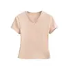 Camiseta de Color Sólido Estilo Americano de Manga Corta para Mujer, Verano Ligera Transpirable Cuello Redondo Holgada Adelgazante Top Corto de Cintura Alta