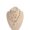 Joyería transfronteriza de moda para comercio exterior, anillo clásico de diamantes, aretes de perlas de plástico, pulsera, collar corto para la clavícula, juego de tres piezas