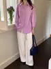Guangzhou Shisanxing 2026 Nueva Primavera Ropa de Mujer Estilo Coreano Sencillo Morado Camisa de Manga Larga para Mujer Top Cardigan de Algodón Puro