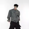Chaqueta vaquera corta acolchada de estilo americano para hombre, de alta gama, elegante, moderna, de corte limpio, con cuello mao