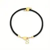 Nuevo Pulsera Negra de Cuerda Transfronteriza de Comercio Exterior con 26 Dijes de Letras Inglesas y Broche en Forma de Corazón, Joyería al por Mayor