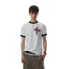 Camiseta de Manga Corta con Bloques de Color Estilo Americano para Hombre, Nueva de Verano, Holgada, Adelgazante, Hombro Normal, Retazos, Letra, Moda Tendencia, Top
