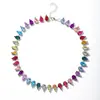 Diseño original europeo y americano ins moda collar de alta gama rhinestone de color temperamento cadena de clavícula de lujo ligero nicho transfronterizo