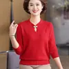 Moda Outono/Inverno 2026 para Mães de Meia-Idade Nova Blusa Quente Slim Fit Casual Camisa Básica Suéter Versátil