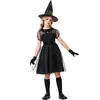Disfraz de Halloween de comercio exterior para mercados europeos y americanos: vestido para niña, disfraz de bruja, atuendo de rol, vestimenta para actuación en escenario